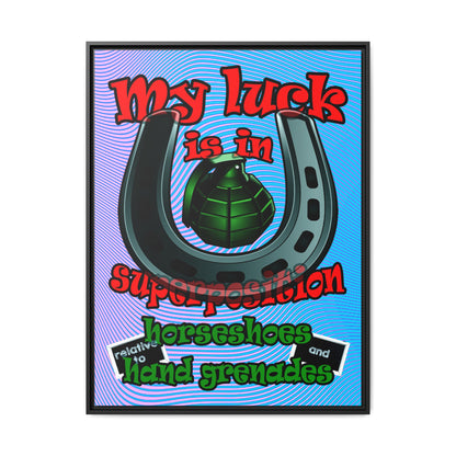 my luck - framed canvas art (light blue-purple wave)