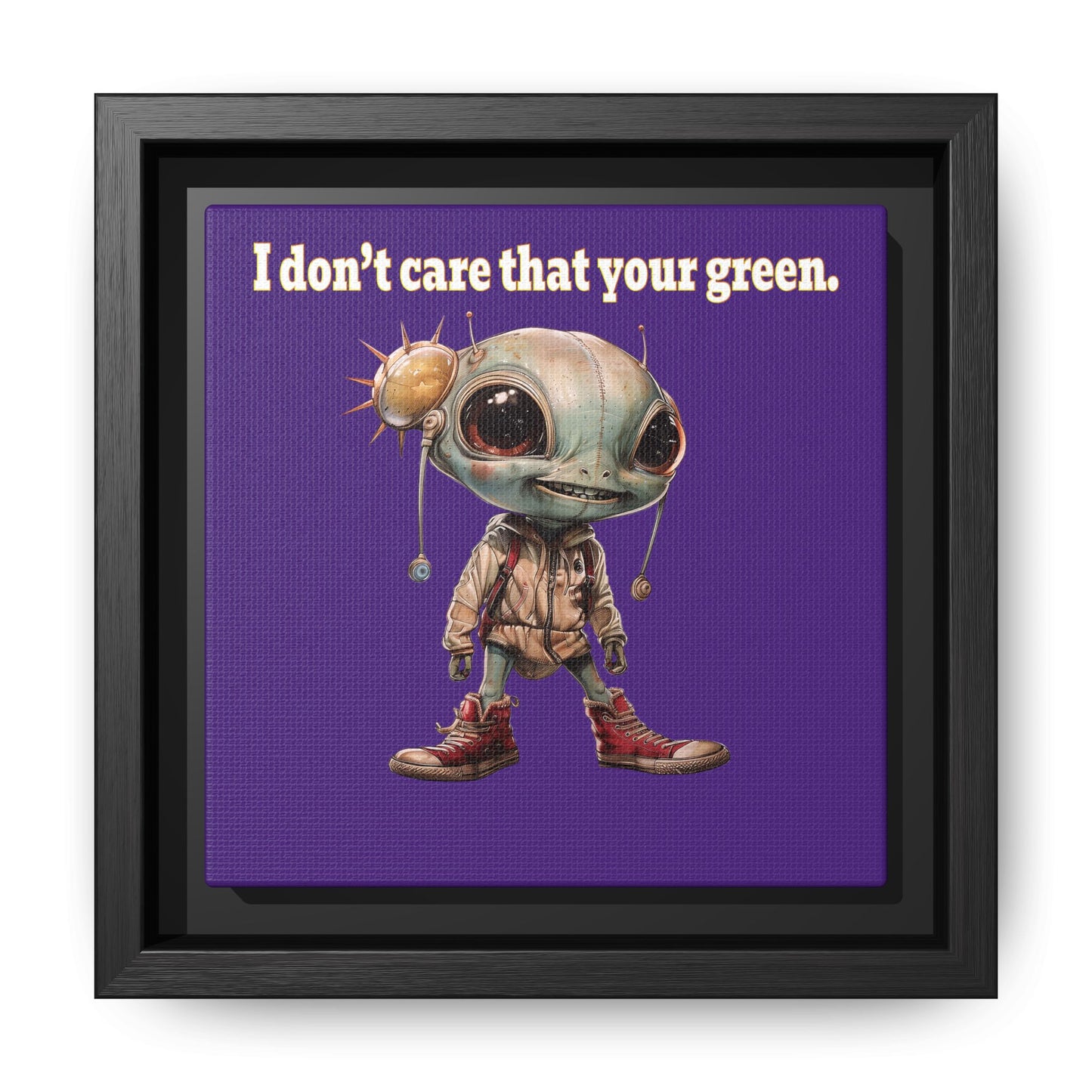 I don't care that your green - framed canvas art (purple)
