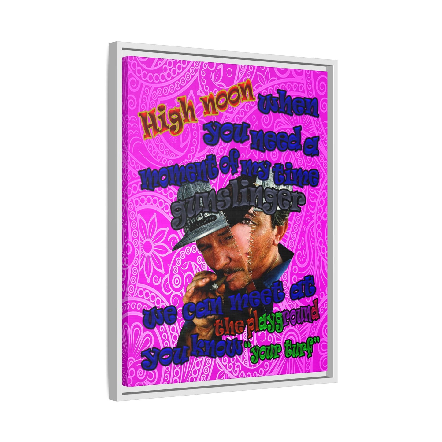 high noon - framed canvas art (pink swirl)