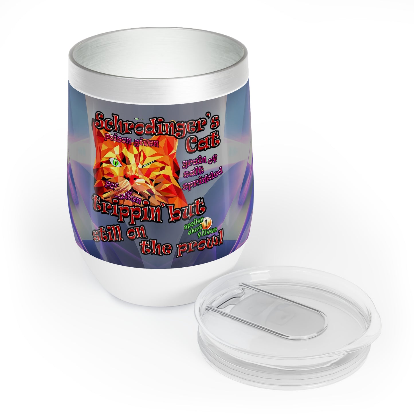 schrodinger's cat - Chill Wine Tumbler (grey-pink wave)