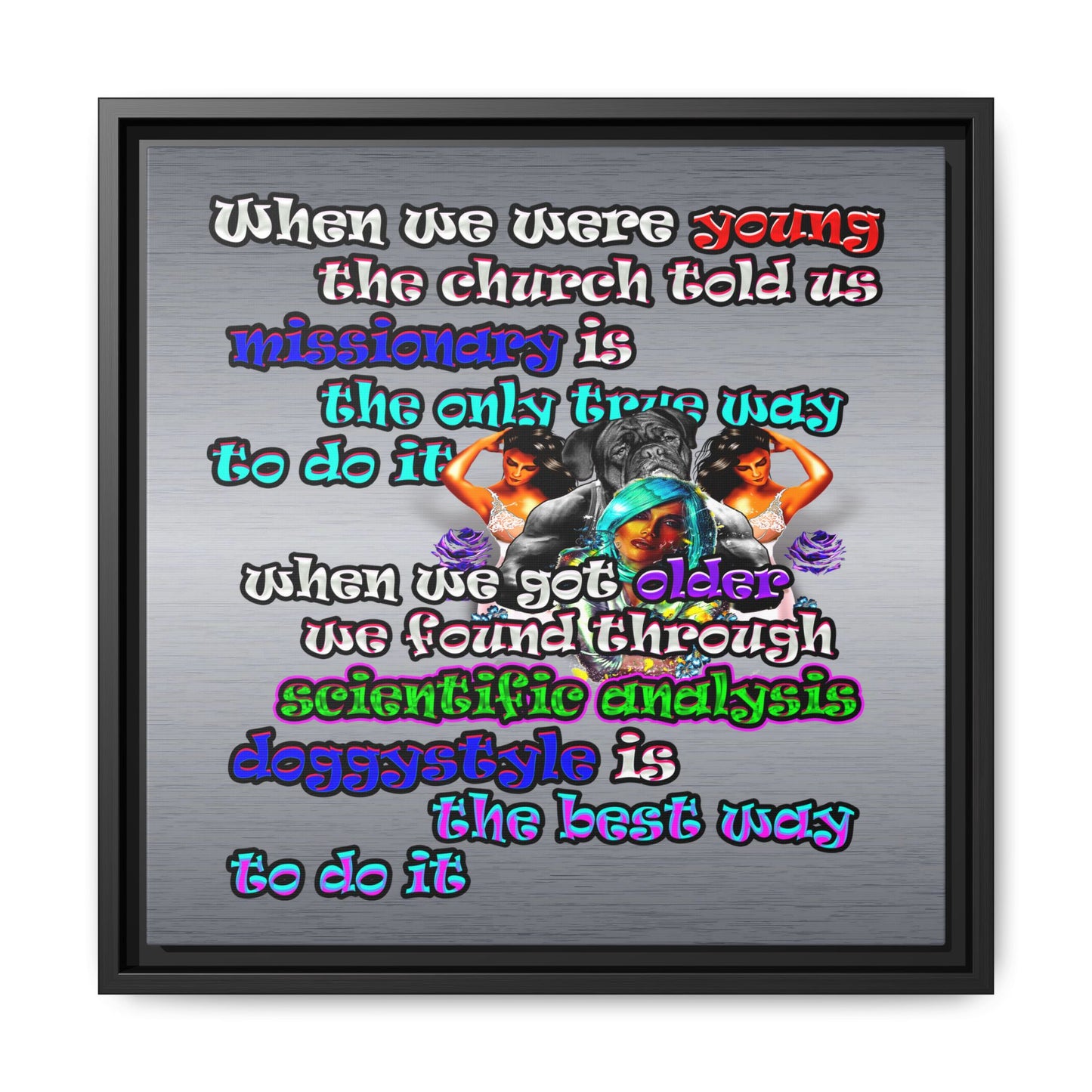doggystyle - framed canvas art (brushed nickel)