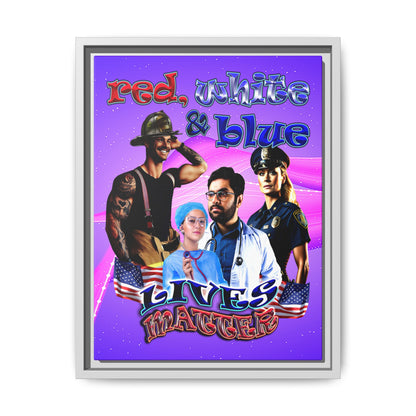 rw&b lives matter - framed canvas art (purple-pink wave)
