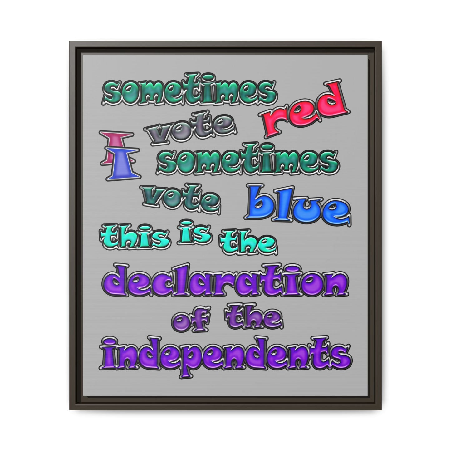 declaration of the independents - framed canvas art (light grey)