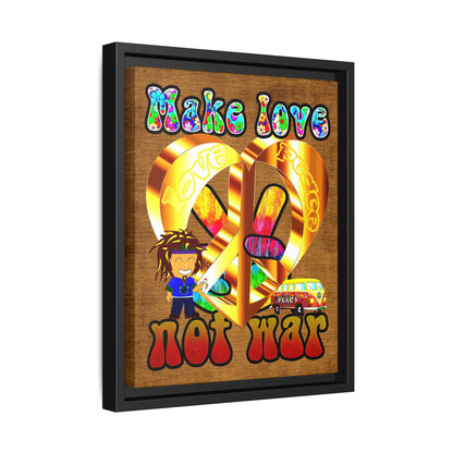 love peace - framed canvas art (brown papyrus)