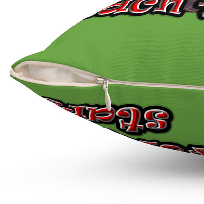 defy conquer reach - Spun Polyester Square Pillow - (green)