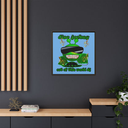 disc jockey - framed canvas art (light blue)