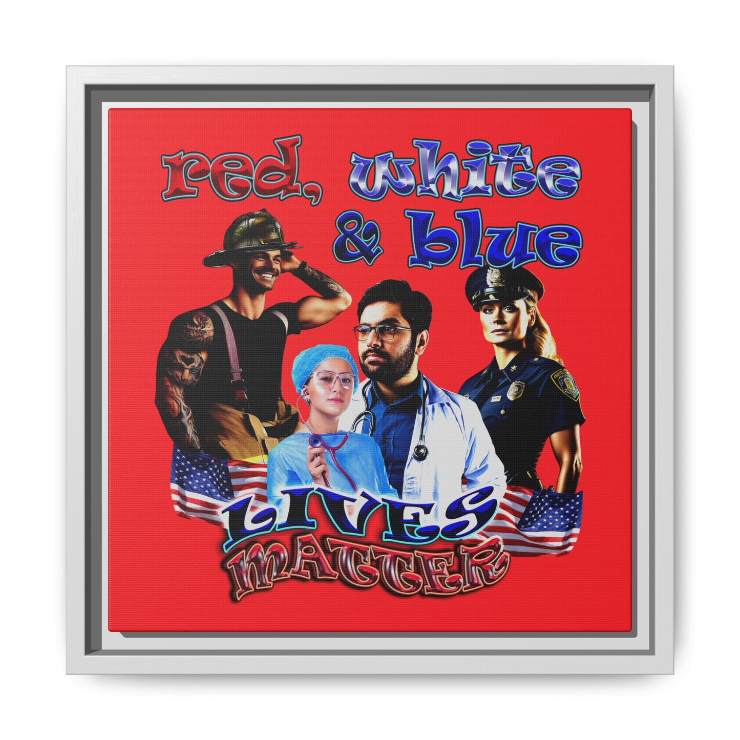 rw&b lives matter - framed canvas art (red)