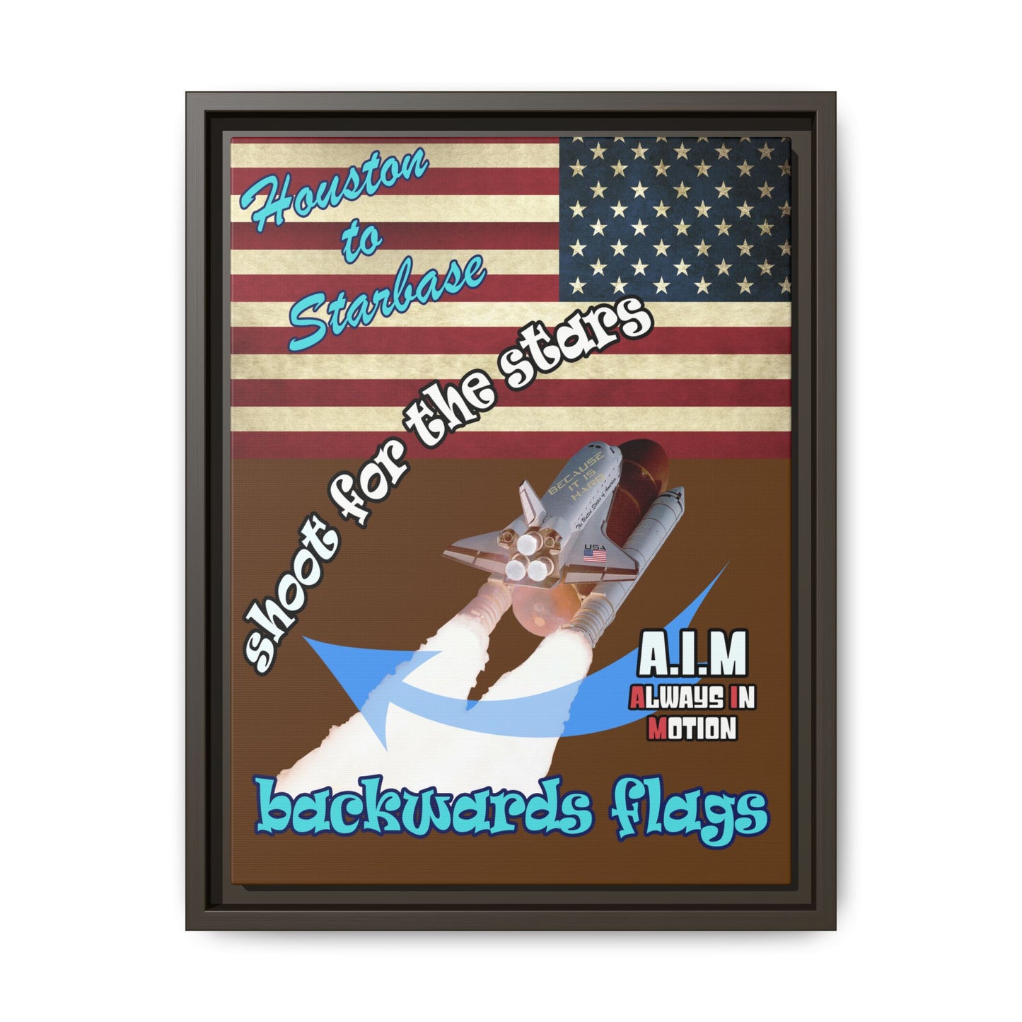 shoot for the stars - framed canvas art (brown)
