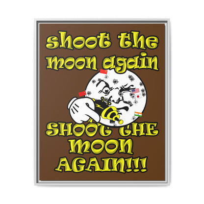 shoot the moon again - framed canvas art (brown)