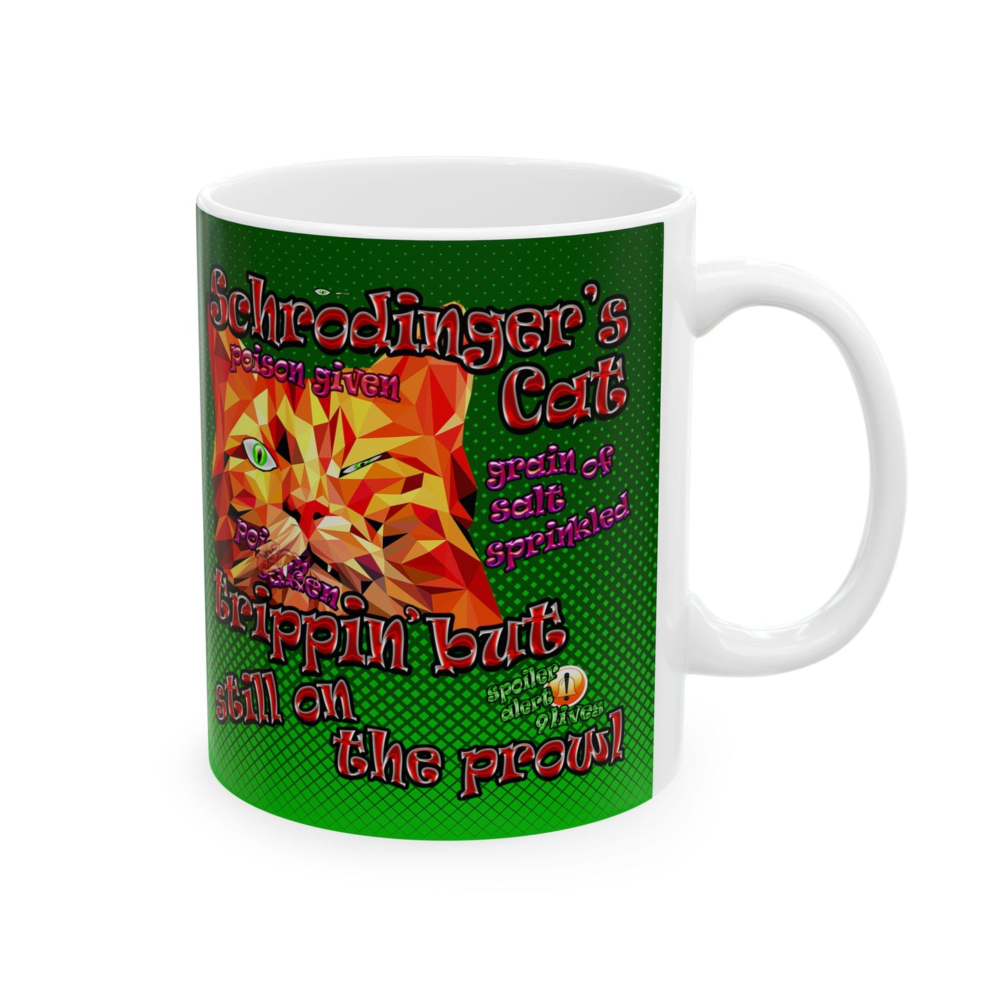 schrodinger's cat - White Mug (logo green)