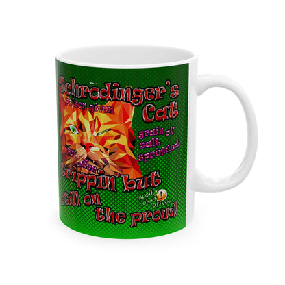 schrodinger's cat - White Mug (logo green)