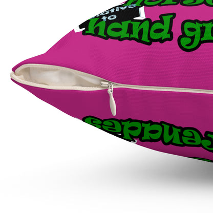 my luck - Spun Polyester Square Pillow - (pink)