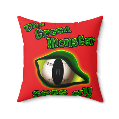 green monster - Faux Suede Square Pillow - (red)