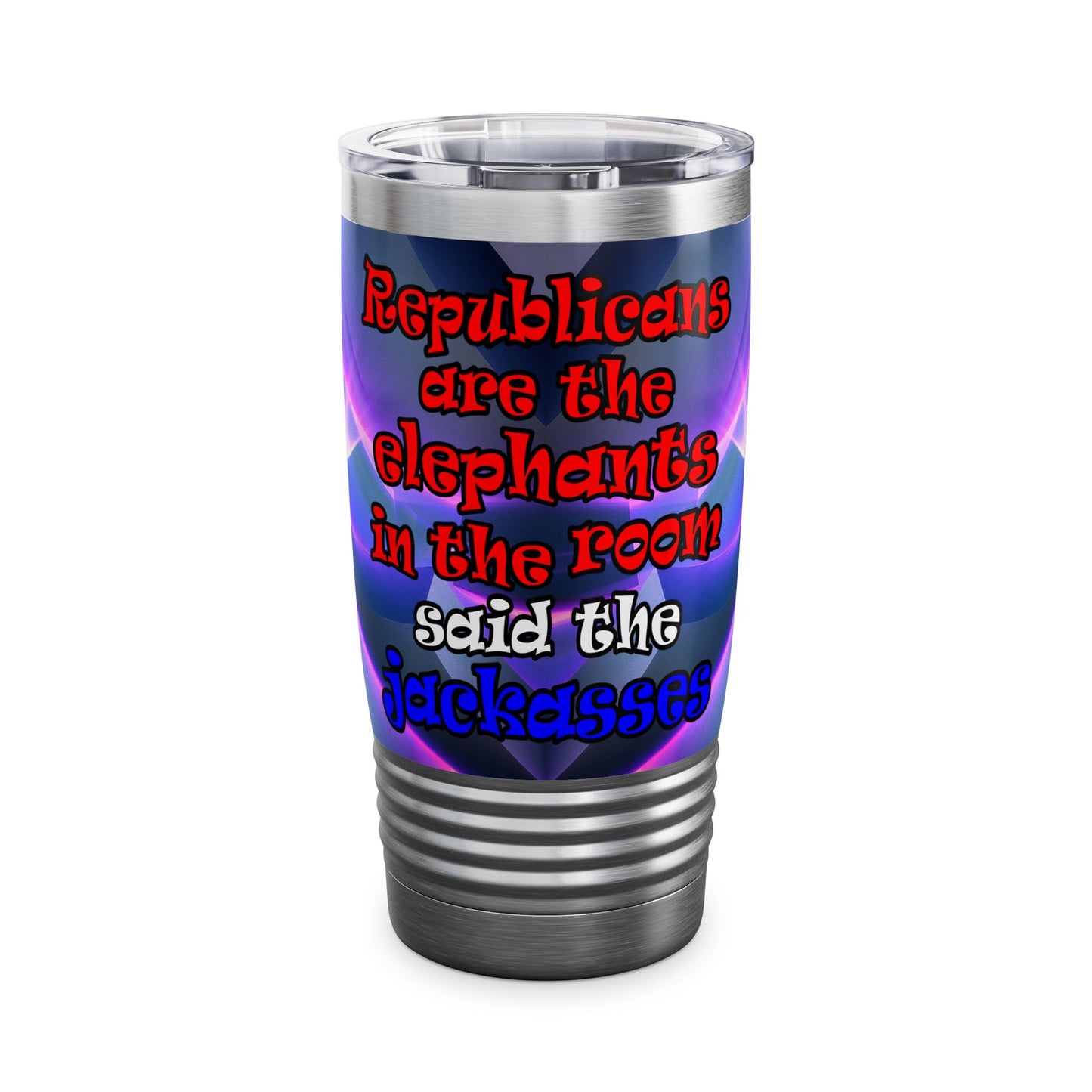 donkeys and elephants - Ringneck Tumbler, 20oz (grey-pink wave)