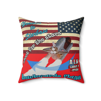 shoot for the stars - Faux Suede Square Pillow - (red)