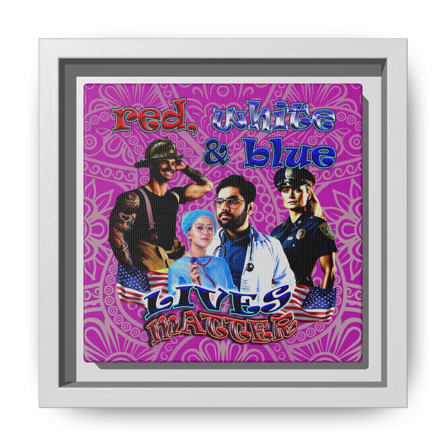 rw&b lives matter - framed canvas art (pink swirl)