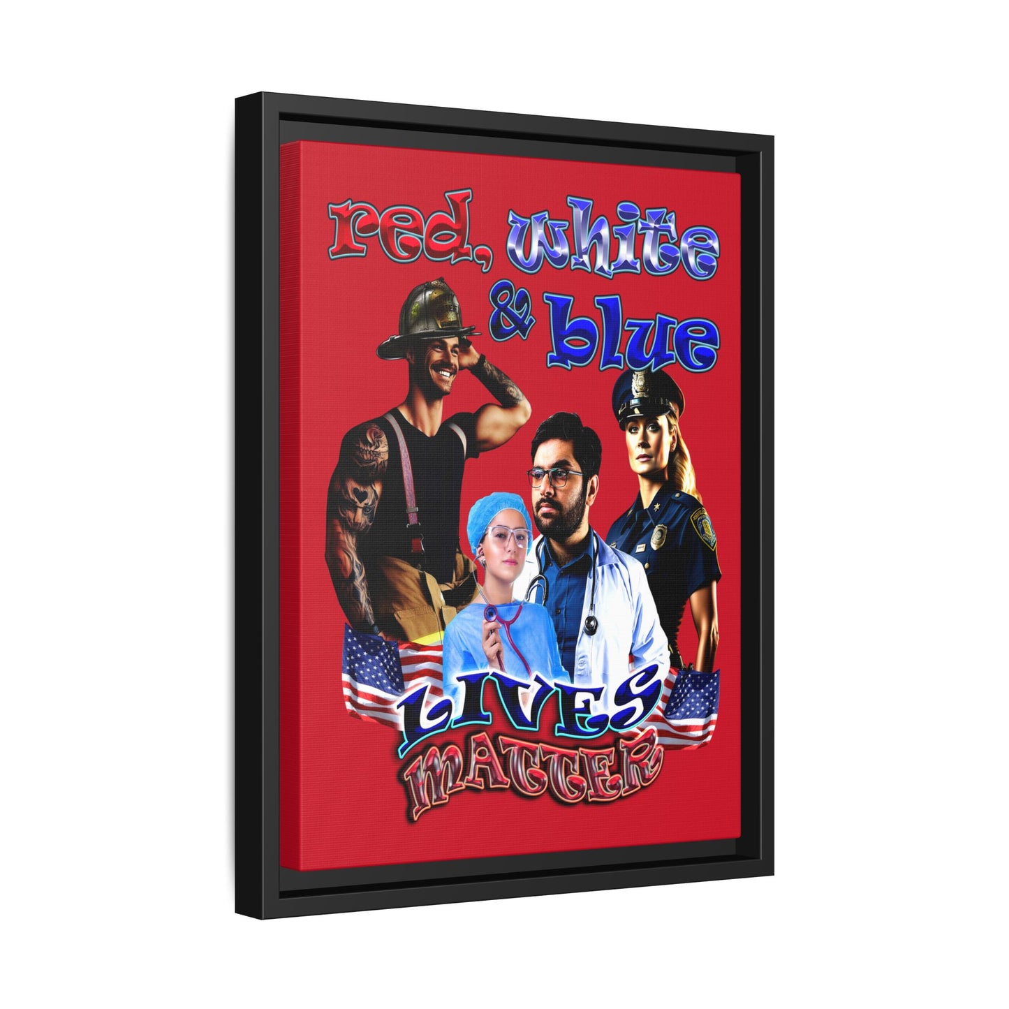 rw&b lives matter - framed canvas art (dark red)
