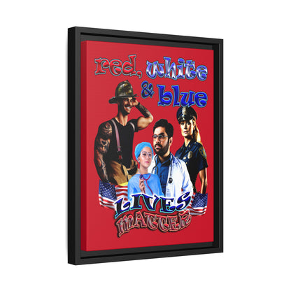 rw&b lives matter - framed canvas art (dark red)