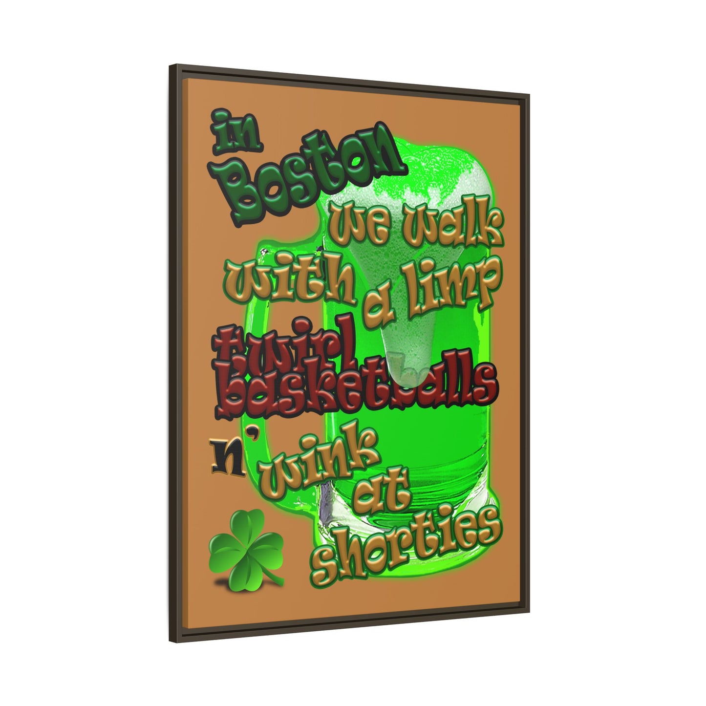 celtics logo - framed canvas art (light brown)