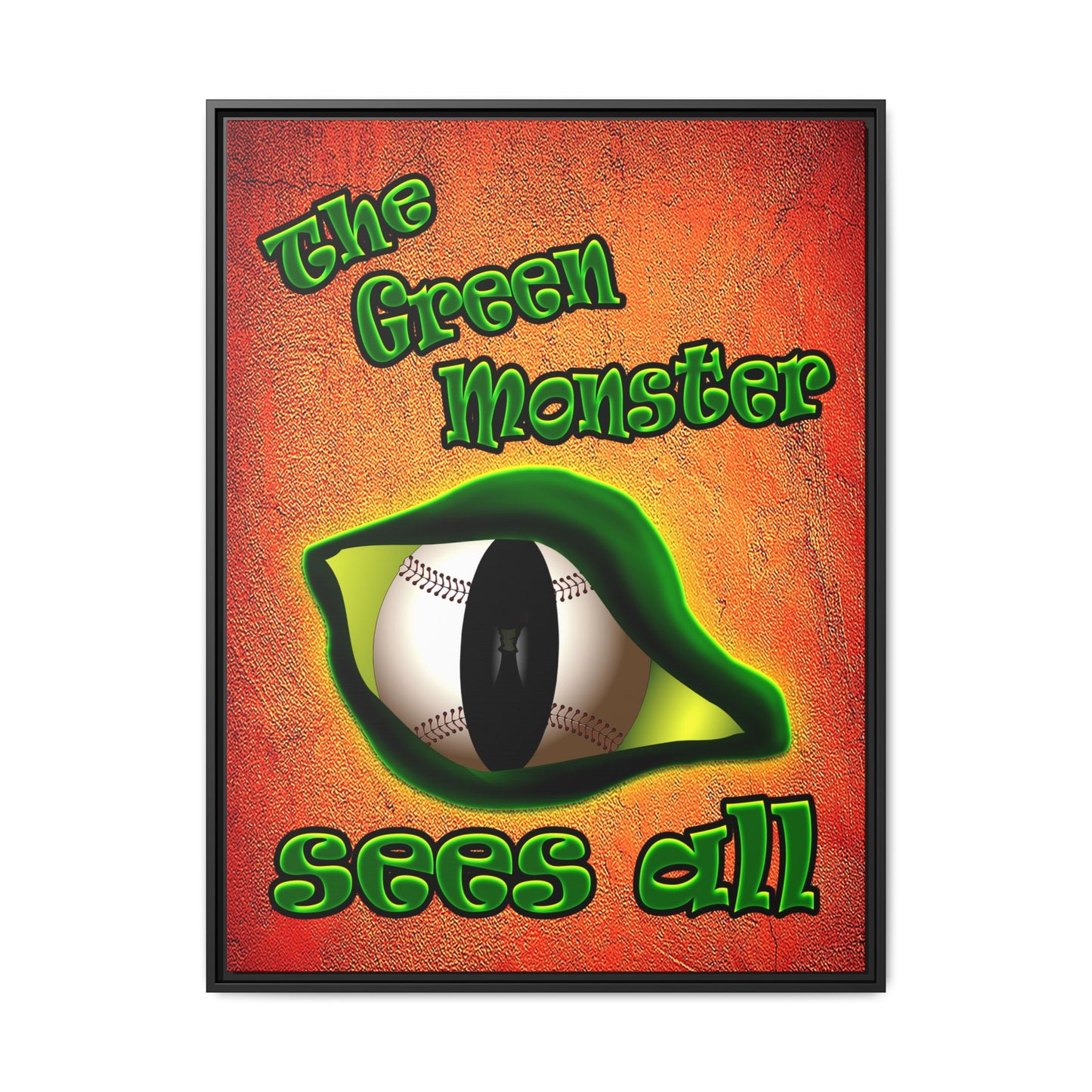 green monster - framed canvas art (burnt orange)
