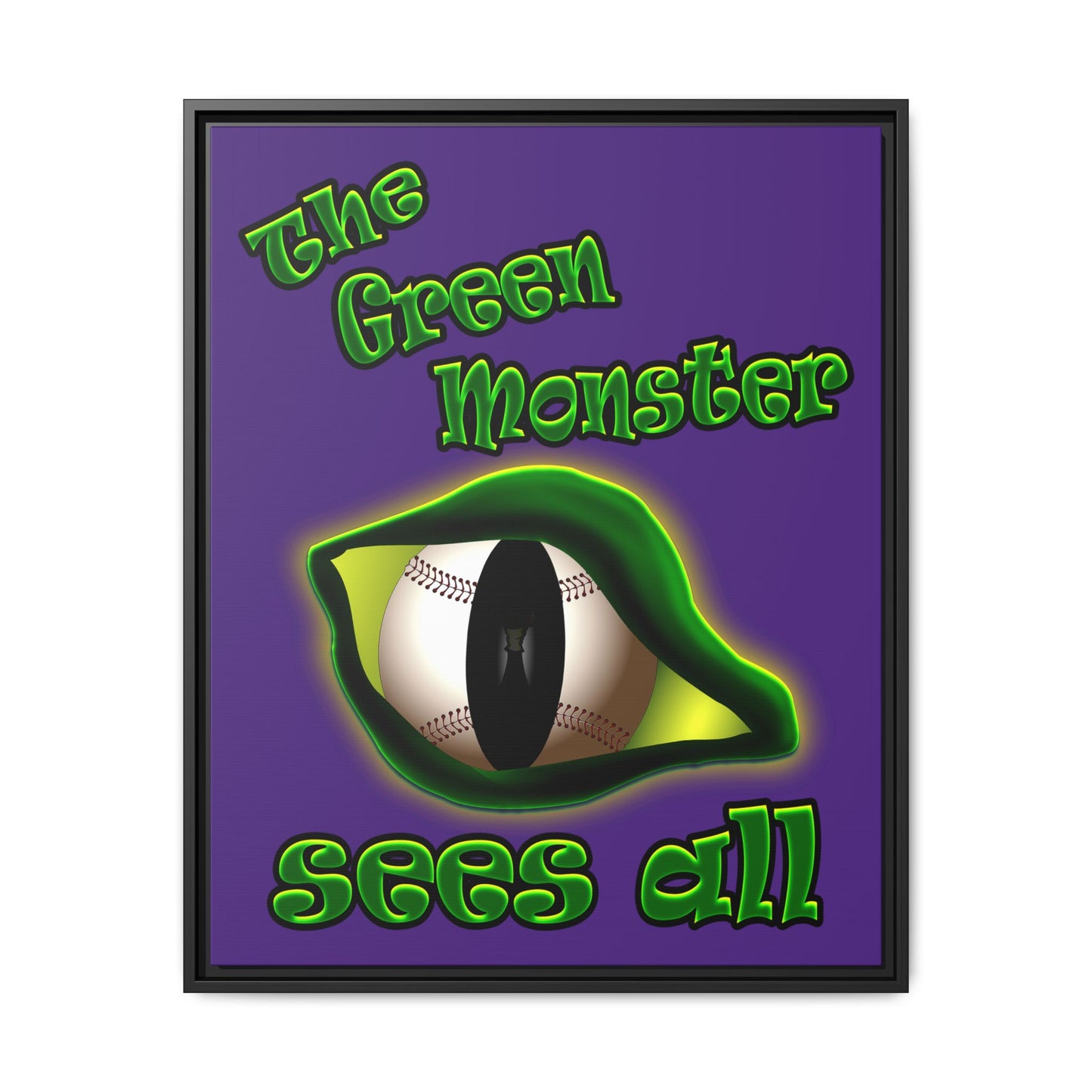 green monster - framed canvas art (purple)
