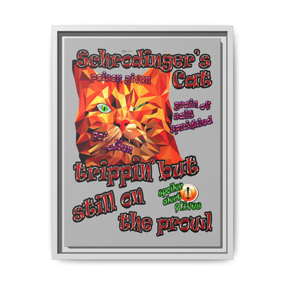 schrodinger's cat - framed canvas art (light grey)