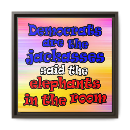 donkeys and elephants - framed canvas art (color blur)