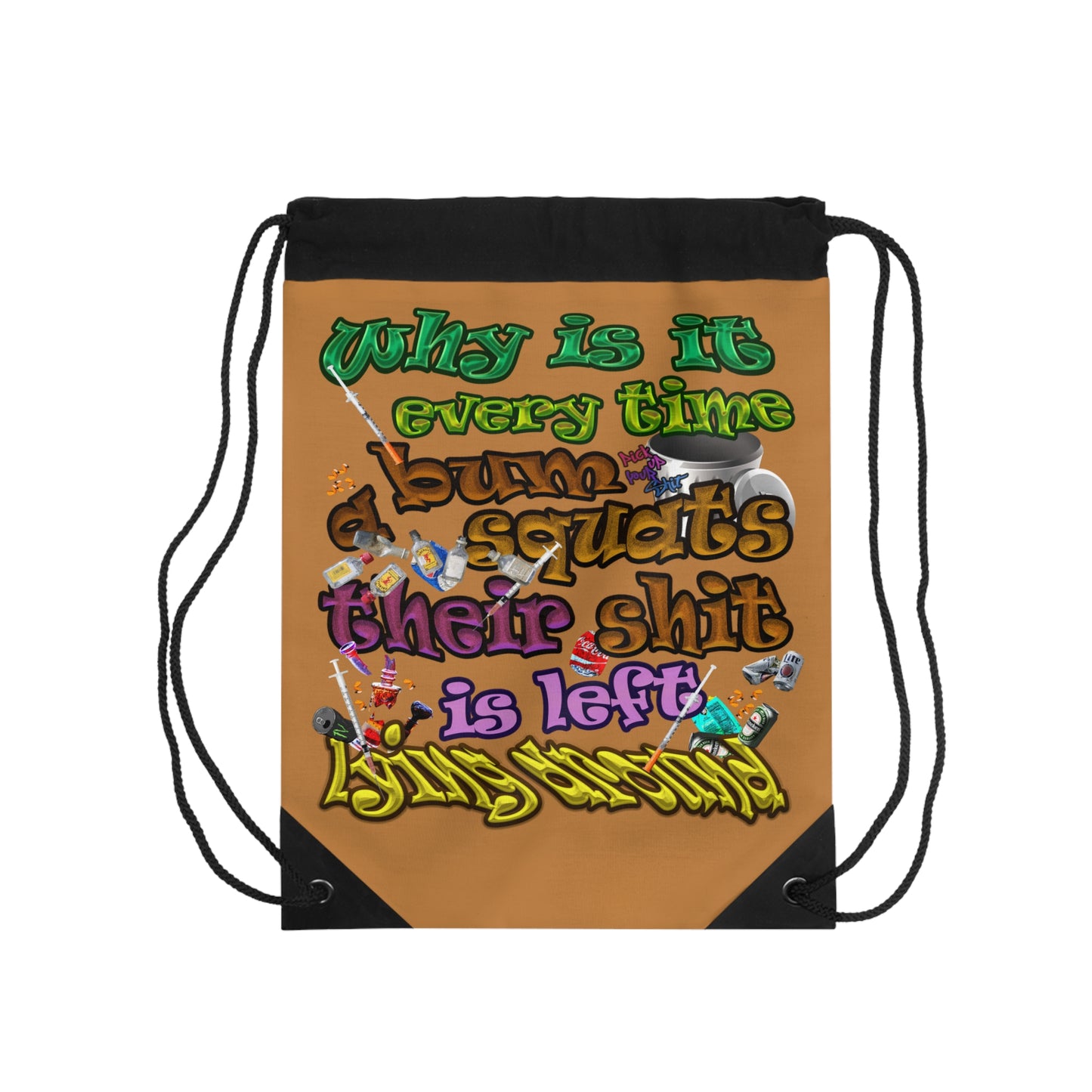 the bum's shit - Drawstring Bag (light brown)