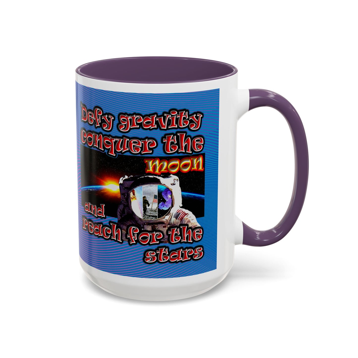 defy conquer reach - Accent Mug (light blue-purple wave)