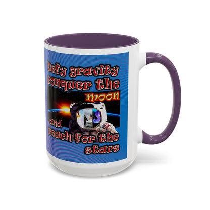 defy conquer reach - Accent Mug (light blue-purple wave)