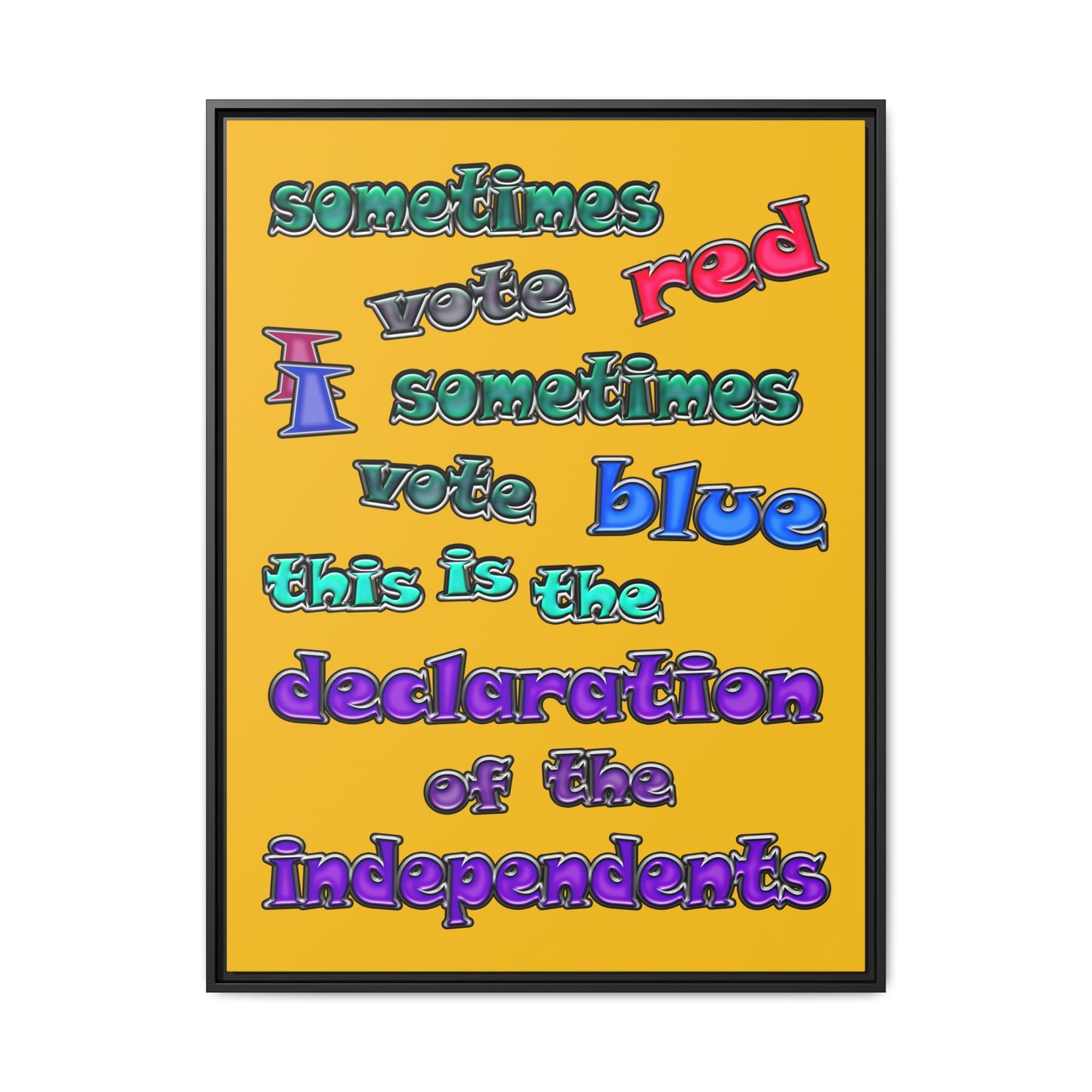 declaration of the independents - framed canvas art (yellow)