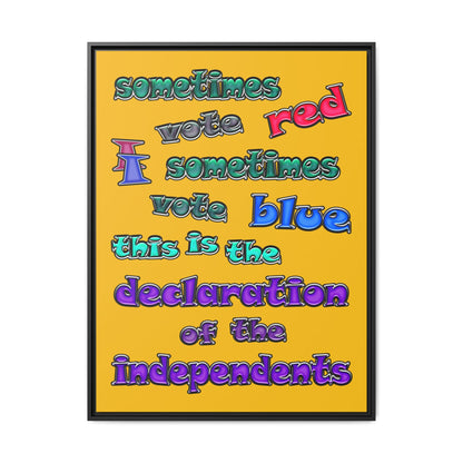 declaration of the independents - framed canvas art (yellow)