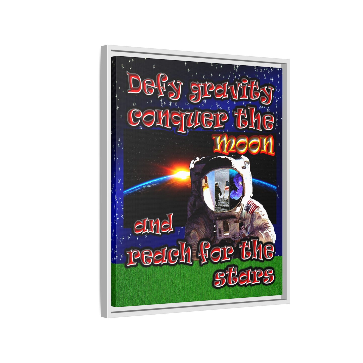 defy conquer reach - framed canvas art ('snoops' background)