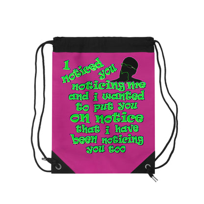noticed you noticing - Drawstring Bag (pink)