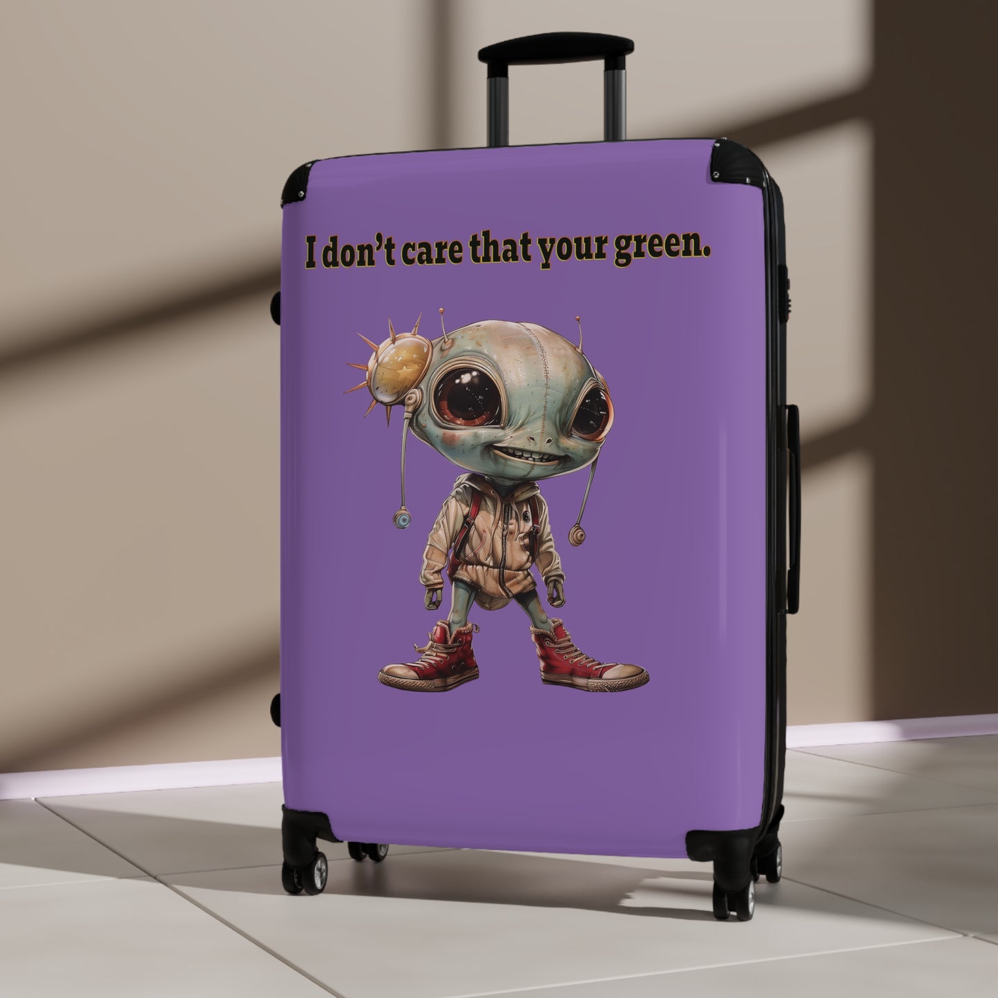 I don't care that your green - Suitcase (light purple)