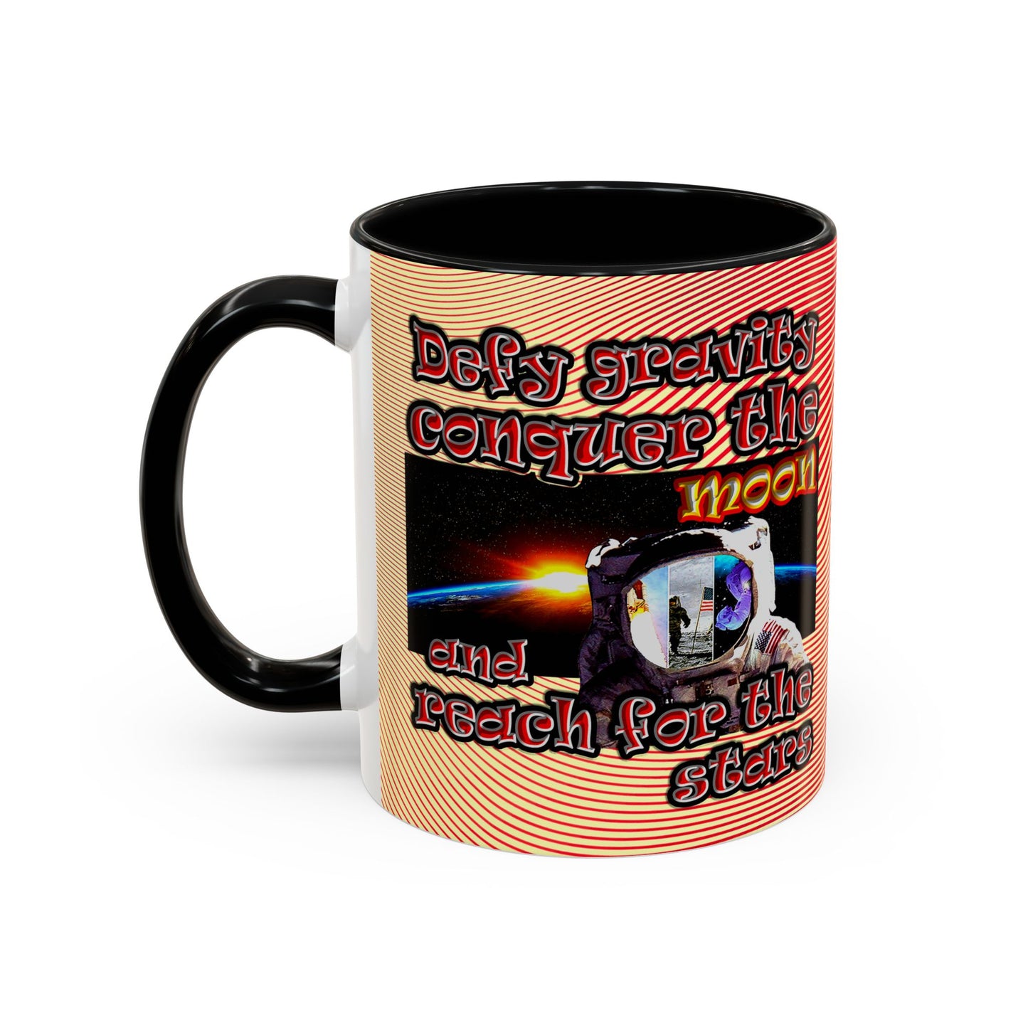 defy conquer reach - Accent Mug (yellow-orange wave)