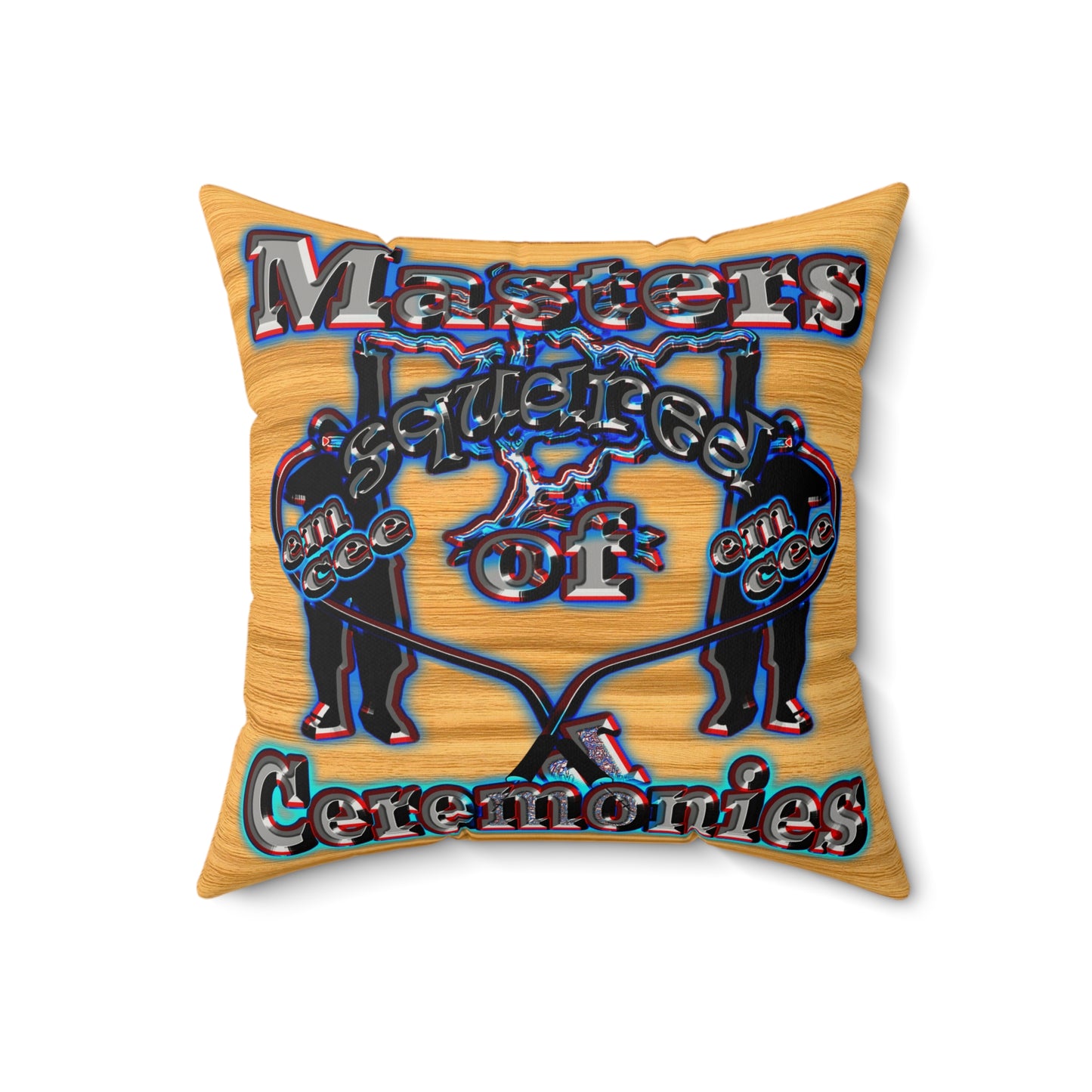 em cee squared - Faux Suede Square Pillow - (butterscotch wood finish)
