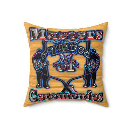 em cee squared - Faux Suede Square Pillow - (butterscotch wood finish)