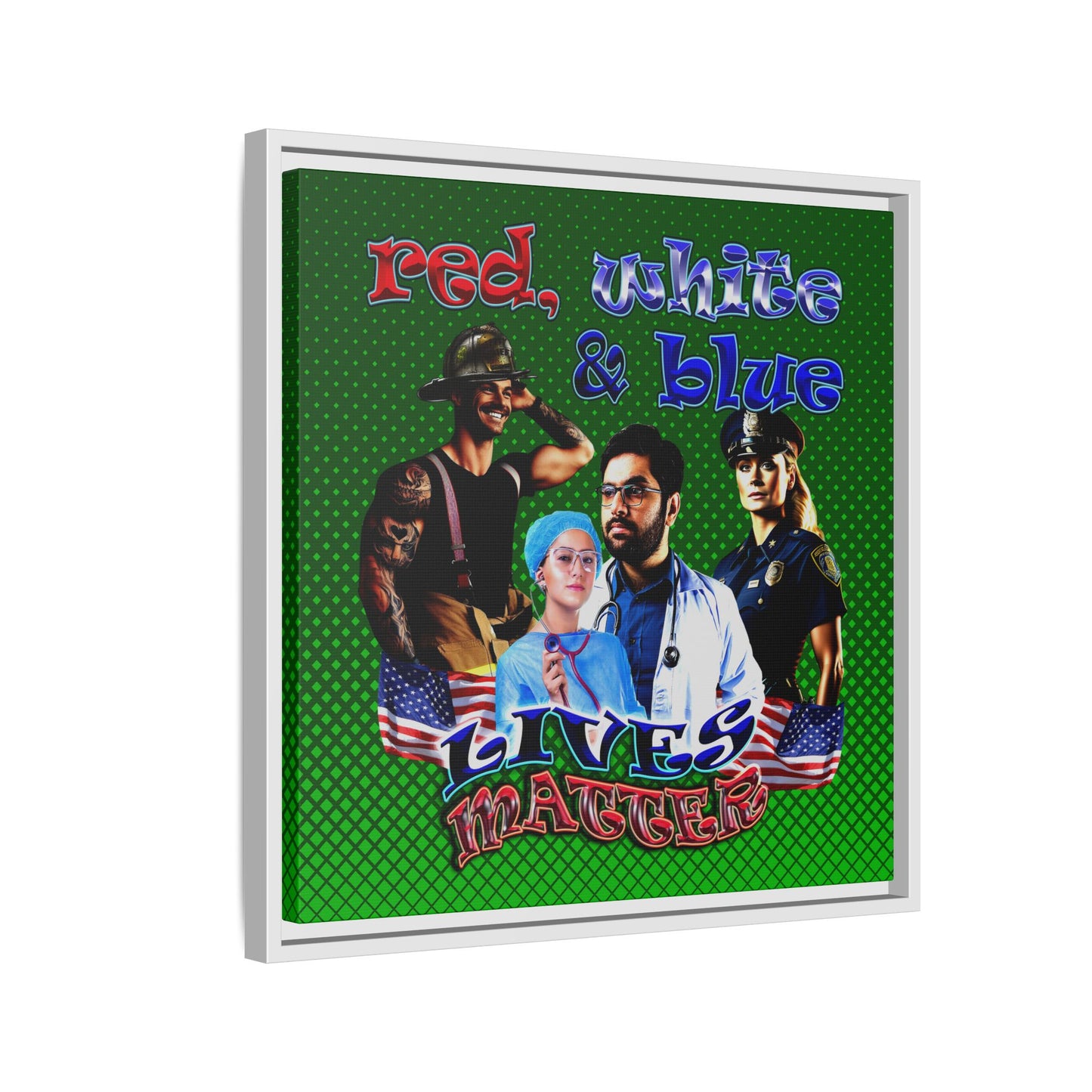 rw&b lives matter - framed canvas art (logo green)