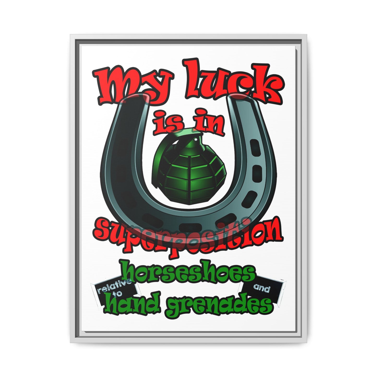 my luck - framed canvas art (white)