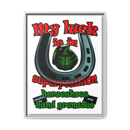 my luck - framed canvas art (white)