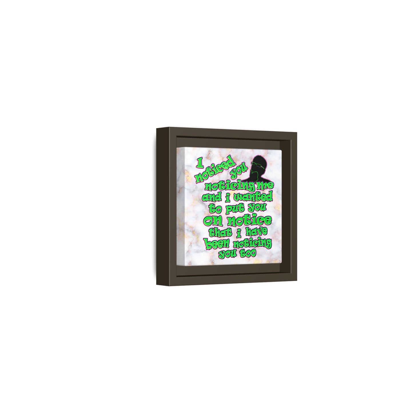 noticed you noticing - framed canvas art (white marble)