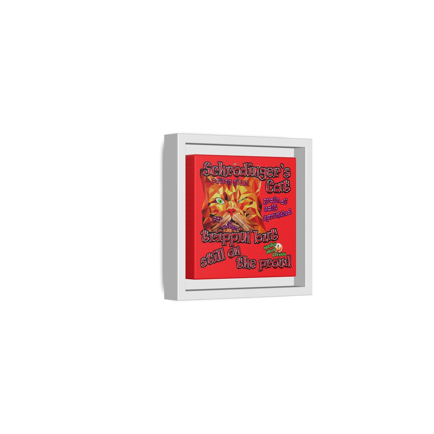 schrodinger's cat - framed canvas art (red)