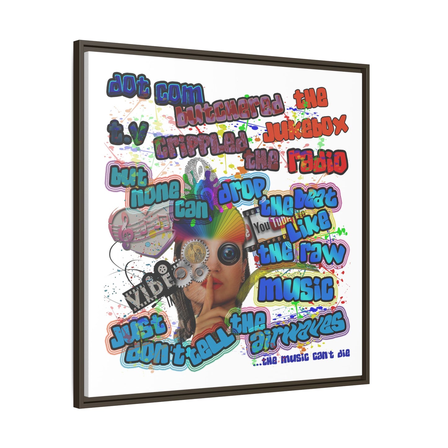 drop the beat - framed canvas art (white)