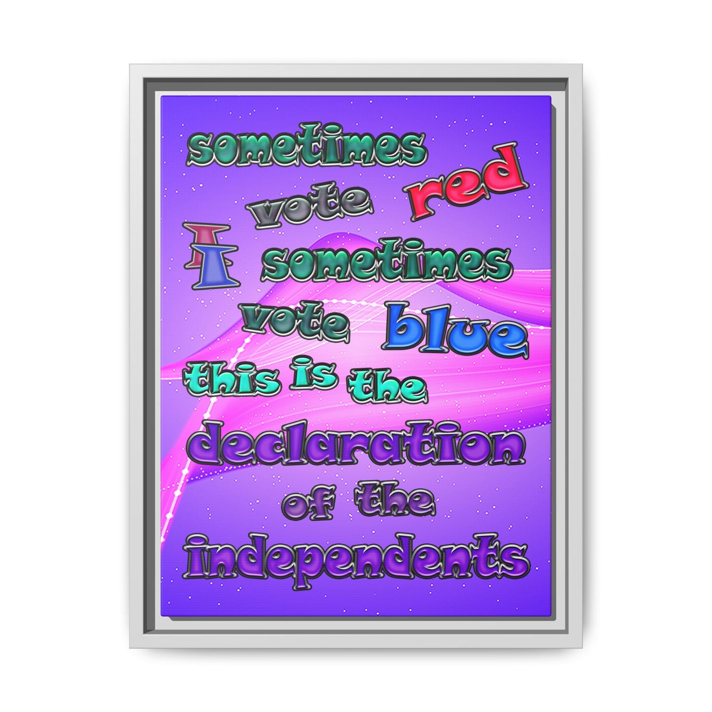 declaration of the independents - framed canvas art (purple-pink wave)