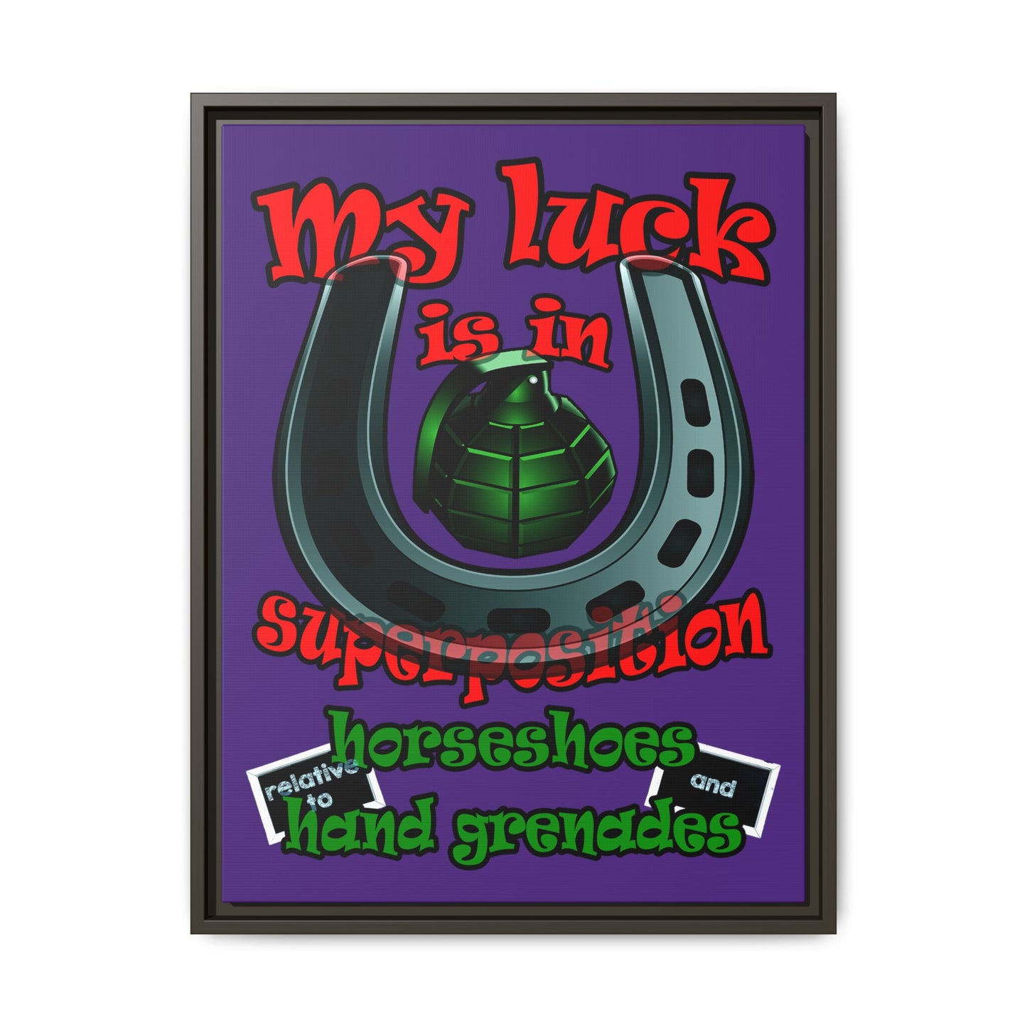 my luck - framed canvas art (purple)