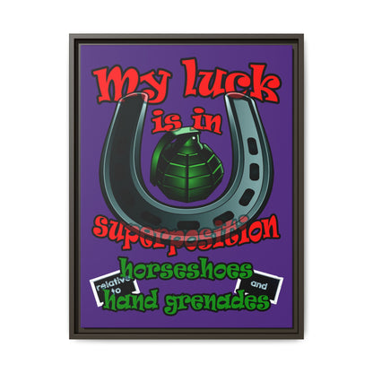 my luck - framed canvas art (purple)