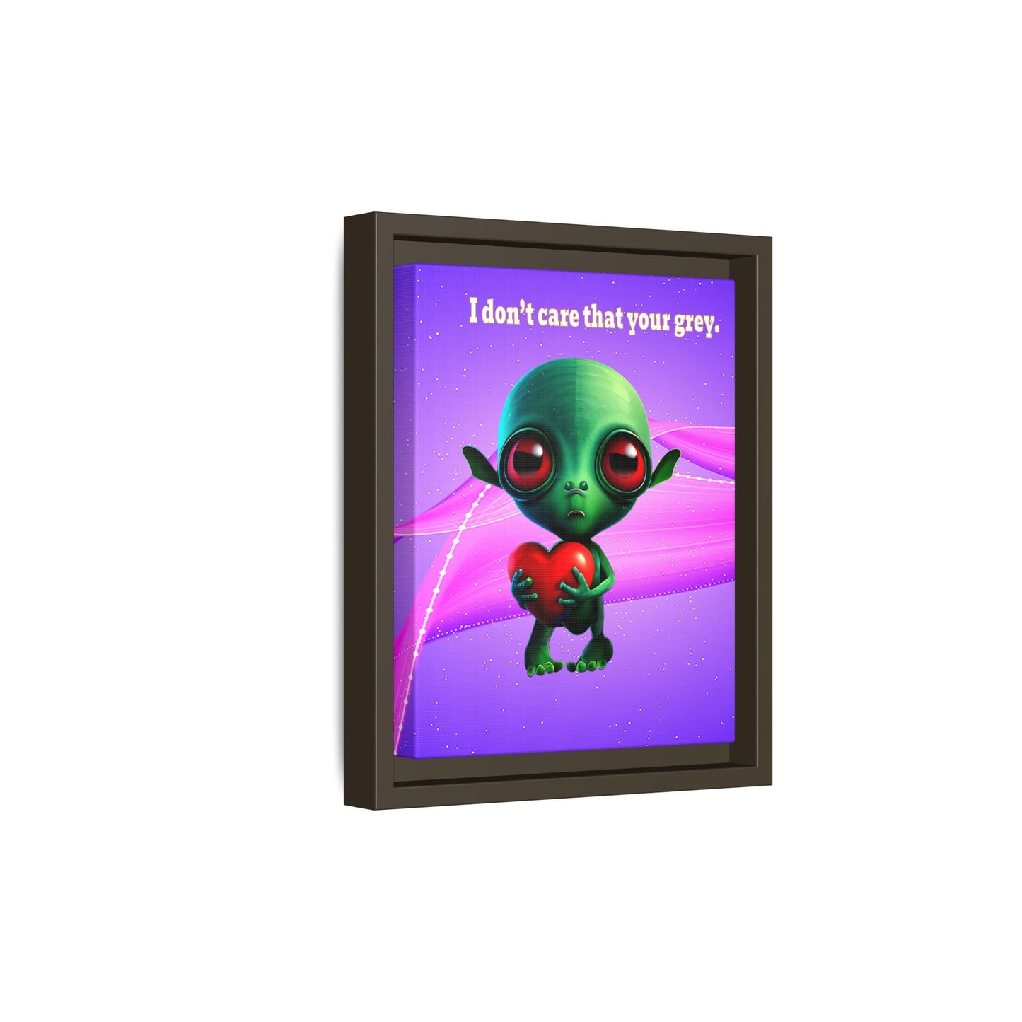 I don't care that your grey - framed canvas art (purple-pink wave)