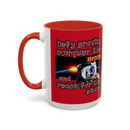 defy conquer reach - Accent Mug (dark red)