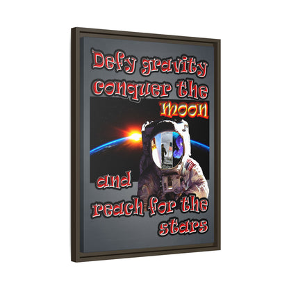 defy conquer reach - framed canvas art (grey-light grey)